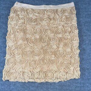 Banana Republic Gold Rose Floral Pencil Lined Skirt Textured 3D Party Size 14
